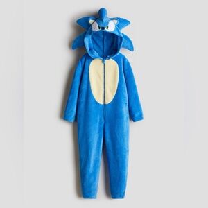 Sonic the Hedgehog Costume Pajamas Boys Size 8 Fleece Hooded Cosplay Outfit